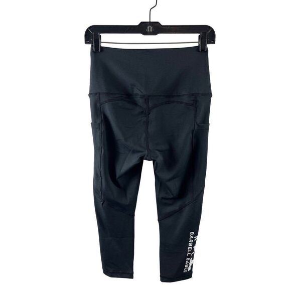 Barbell Babes High Rise Pocket Cropped Leggings Size Small Black Squat Proof - Picture 3 of 8